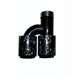 Rrhale H-Type Dobbelt Carbon Rund 101/76mm. Foged Clear/Black-RIGHT