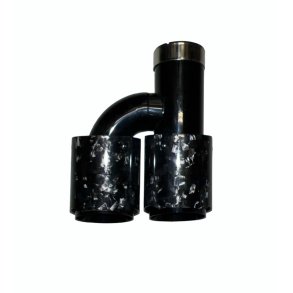 Rrhale H-Type Dobbelt Carbon Rund 101/76mm. Foged Clear/Black-RIGHT