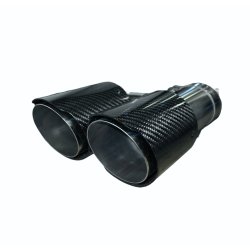 Rrhale H-Type Dobbelt Carbon Rund 101/76mm. Twill Clear/Silver-RIGHT