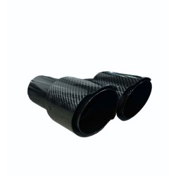 Rrhale H-Type Dobbelt Carbon Rund 89/63mm. Twill Clear/Black-LEFT