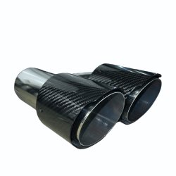 Rrhale H-Type Dobbelt Carbon Rund 89/63mm. Twill Clear/Silver-LEFT